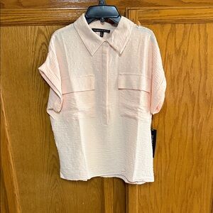 Elizabeth and James Light Pink Short Sleeve Collared Blouse